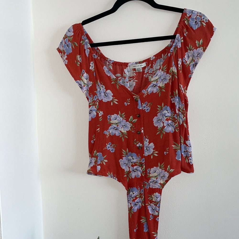 American Eagle Brand New Orange Floral Tie Top